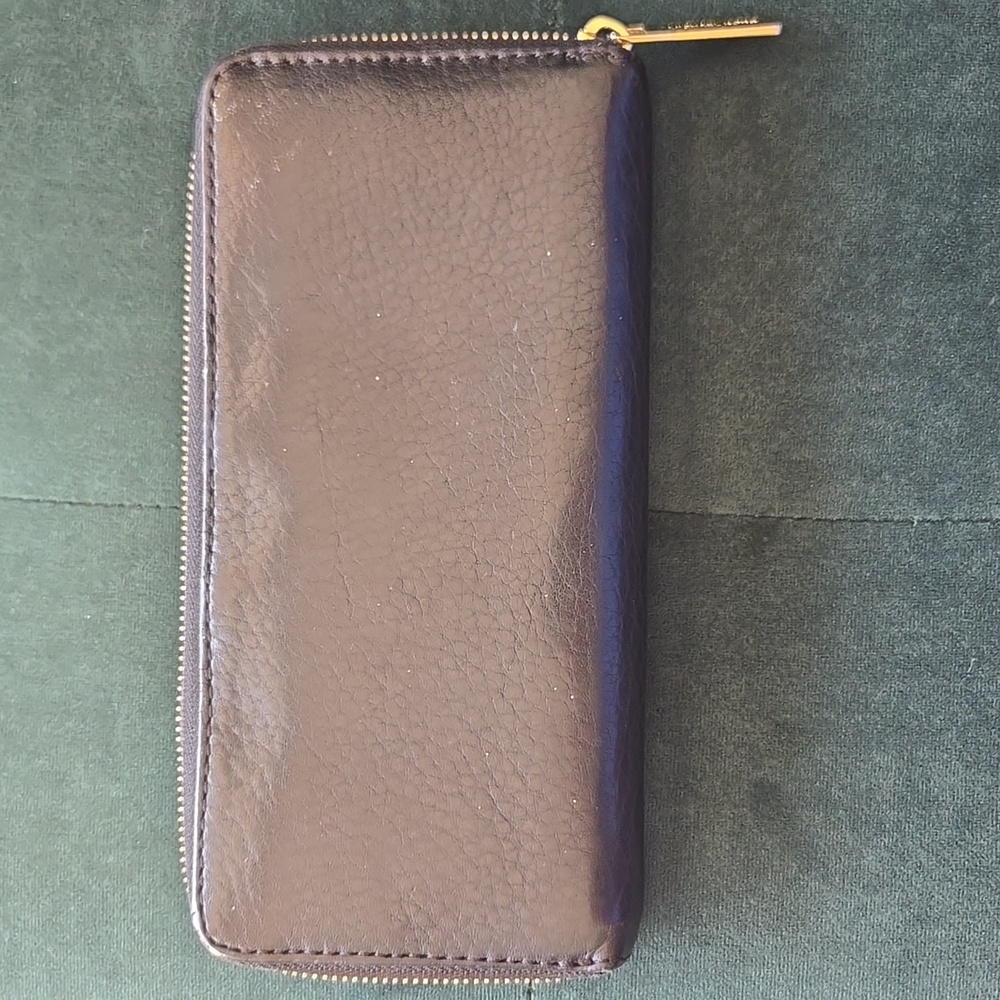 Michael Kors Jet Set Black Pebbled Leather Zip Wallet Gold Hardware - Picture 3 of 17
